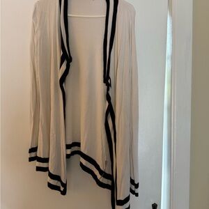Black and White Knitted Shrug with Contrasting Trim